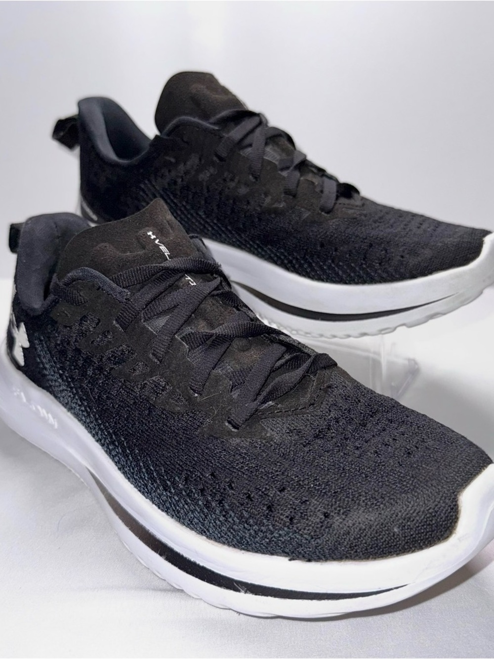 Under Armour Women’s Black and White Knit Running Shoes